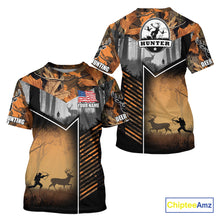 Load image into Gallery viewer, Orange Camo Deer Bow Hunting Custom Name Shirts - Best Hunting Apparel, Hunting Gifts for Men NBT42