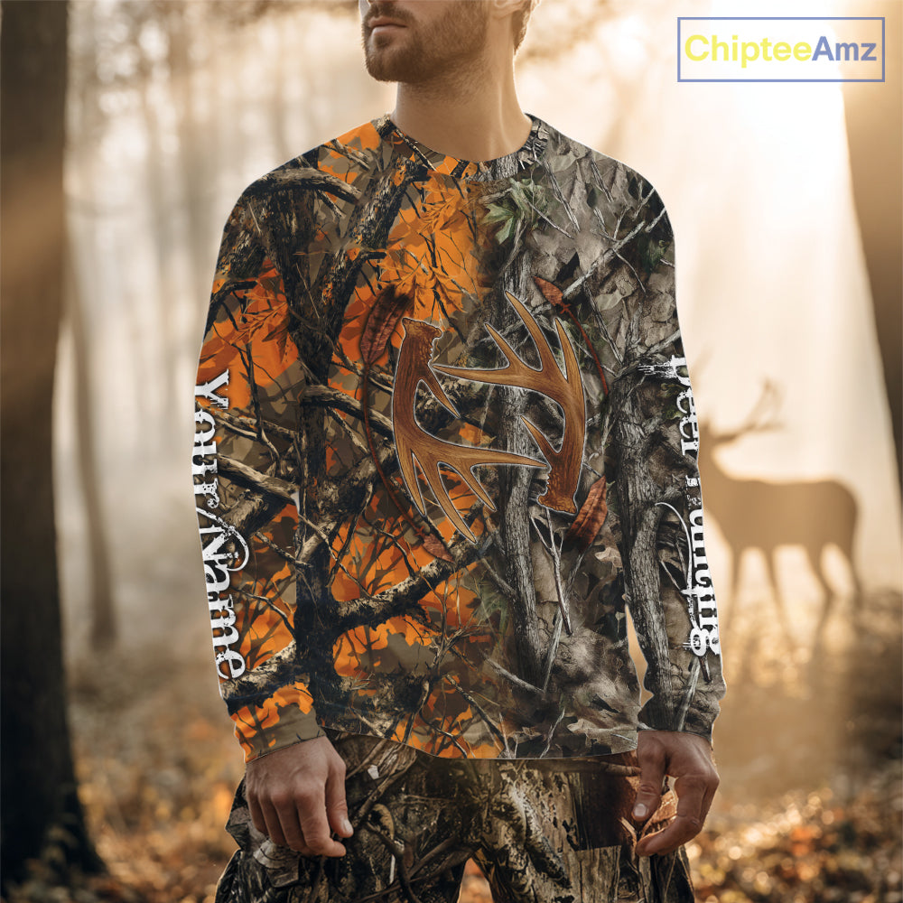 Deer Hunting Full Camo Printing Custom Name Shirts, Best Deer Hunting Clothes for Men NBT154