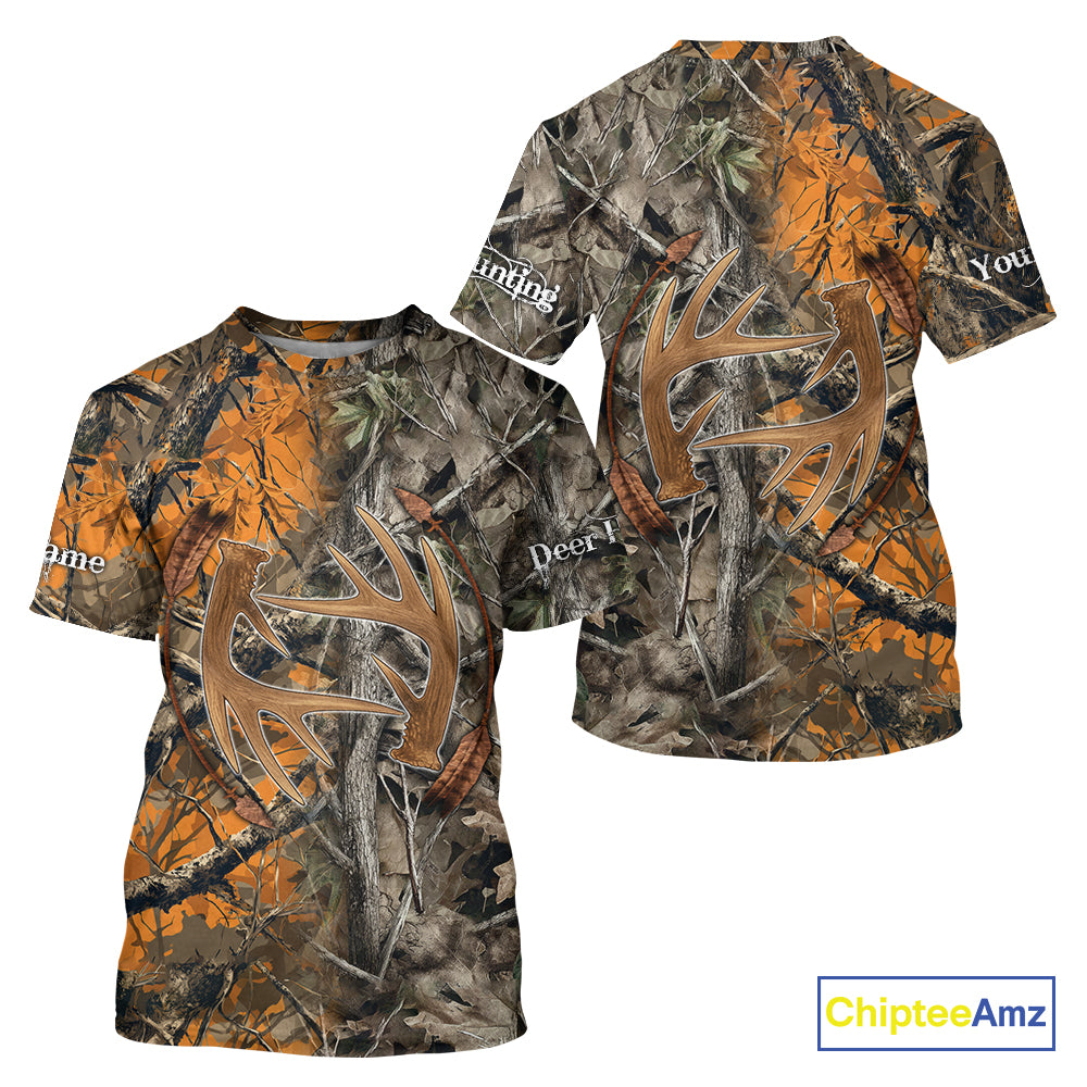 Deer Hunting Full Camo Printing Custom Name Shirts, Best Deer Hunting Clothes for Men NBT154