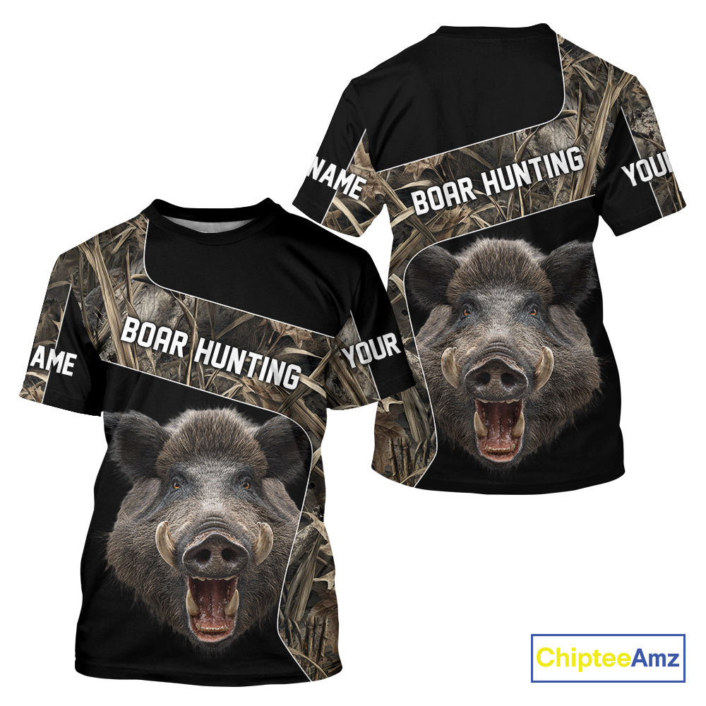 Custom Wild Boar Hunting Camo 3D Shirts, Boar Hunting Gifts, Boar Hunting Shirts for Hunter NBT158