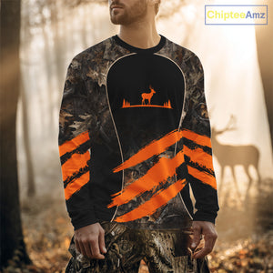 Whitetail Deer Hunting Shirt Camouflage Orange 3D, Deer Hunter Custom Name, Hunting Gift NBT248