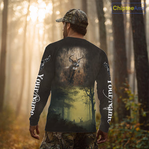 Best Brown Camo Deer Hunting Clothes Custom Name Whitetail Deer Design Hunting Gifts NBT78