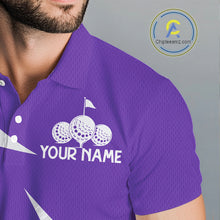 Load image into Gallery viewer, Mens Golf Polo Shirts Custom Name Purple And White Golf Shirt, Golf Attire NBT670