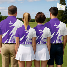 Load image into Gallery viewer, Mens Golf Polo Shirts Custom Name Purple And White Golf Shirt, Golf Attire NBT670