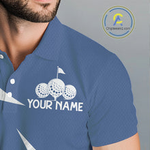 Load image into Gallery viewer, Mens Golf Polo Shirts Custom Name Navy Blue And White Golf Shirt, Golf Attire NBT671