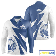 Load image into Gallery viewer, Mens Golf Polo Shirts Custom Name Navy Blue And White Golf Shirt, Golf Attire NBT671