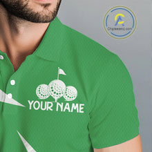 Load image into Gallery viewer, Mens Golf Polo Shirts Custom Name Green And White Golf Shirt, Golf Attire NBT672