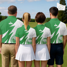 Load image into Gallery viewer, Mens Golf Polo Shirts Custom Name Green And White Golf Shirt, Golf Attire NBT672