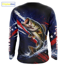 Load image into Gallery viewer, American Flag Fishing Shirt, Bass Fishing Shirts Long Sleeve, Bass Fishing Tournament Shirts| Blue NBT433