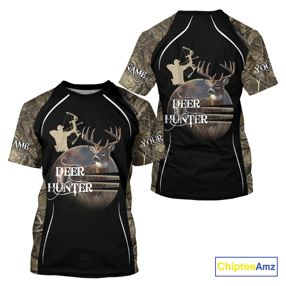 Deer Bow Hunting Camouflage Custom Name Shirts, Personalized Deer Hunting Clothes, Hunting Gifts NBT88