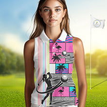 Load image into Gallery viewer, Custom Funny Golfer Animal Print Pattern Sleeveless Golf Polo Shirts, Golf Shirt For Women, Golf Gifts NBT702