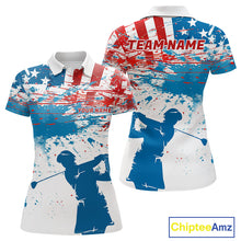 Load image into Gallery viewer, American Flag Golf Polo Shirt Custom Womens Golf Shirts US Flag Golf Polo Shirt NBT568