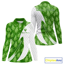 Load image into Gallery viewer, Green Golf Pattern Polo Golf Shirt For Women Custom Ladies Golf Clothes, Best Golf Gifts NBT572