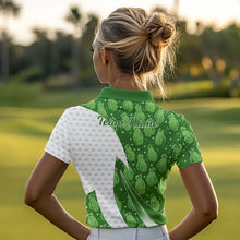 Load image into Gallery viewer, Green Golf Pattern Polo Golf Shirt For Women Custom Ladies Golf Clothes, Best Golf Gifts NBT572