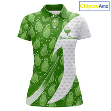 Load image into Gallery viewer, Green Golf Pattern Polo Golf Shirt For Women Custom Ladies Golf Clothes, Best Golf Gifts NBT572