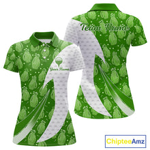 Load image into Gallery viewer, Green Golf Pattern Polo Golf Shirt For Women Custom Ladies Golf Clothes, Best Golf Gifts NBT572