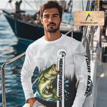 Load image into Gallery viewer, White Camo Bass Fishing Custom Name Long Sleeve Fishing Shirts With UV Protection NBT462
