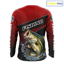Load image into Gallery viewer, Largemouth Bass Hooded Fishing Shirts Red Camo Custom Name, Bass Fishing Shirts NBT463