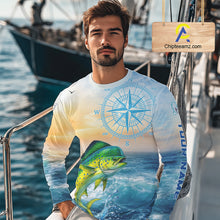 Load image into Gallery viewer, Mahi Mahi Fishing Sunset Custom Fishing Long Sleeve Shirt, Mahi Mahi Compass Offshore Fishing Apparel NBT585