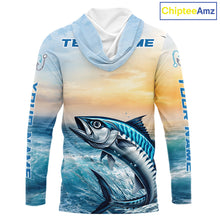 Load image into Gallery viewer, King Mackerel Fishing Sunset Custom Fishing Long Sleeve Hooded Shirt, Compass Offshore Fishing Apparel NBT586