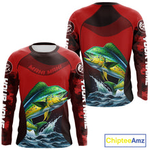Load image into Gallery viewer, Custom Mahi Mahi Fishing Shirts For Team, Custom Saltwater Fishing Shirts|Red NBT467