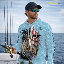 Load image into Gallery viewer, Custom Bass Fishing Long Sleeve Hooded American Flag Fish Reaper Fishing Shirts, Bass Fishing Jerseys NBT729