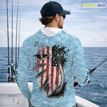 Load image into Gallery viewer, Custom Bass Fishing Long Sleeve Hooded American Flag Fish Reaper Fishing Shirts, Bass Fishing Jerseys NBT729