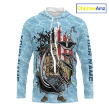 Load image into Gallery viewer, Custom Bass Fishing Long Sleeve Hooded American Flag Fish Reaper Fishing Shirts, Bass Fishing Jerseys NBT729