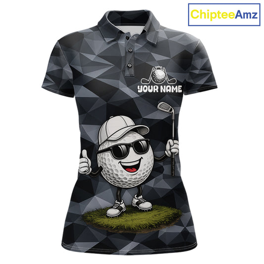 Funny Womens Golf Polo Shirts Custom Golf Ball Camo Pattern Golf Outfits, Best Golf Gifts NBT836