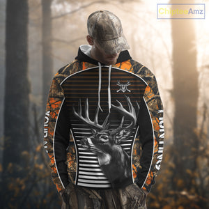 Custom Whitetail Deer Hunting Orange Camouflage with Buck Head 3D Printed Shirts, Hunting Gifts NBT226