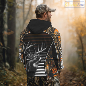 Custom Whitetail Deer Hunting Orange Camouflage with Buck Head 3D Printed Shirts, Hunting Gifts NBT226