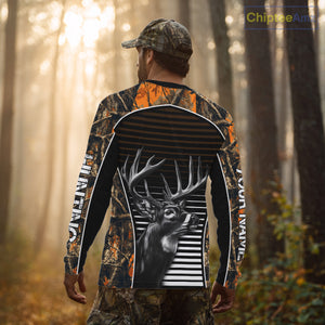 Custom Whitetail Deer Hunting Orange Camouflage with Buck Head 3D Printed Shirts, Hunting Gifts NBT226
