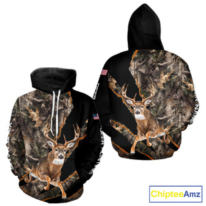 Whitetail Deer Hunting Brown Camo with Scope US Flag Shirts, Deer Hunting Clothes for Hunters NBT230