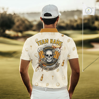 Mens Golf Polos Shirts Custom Born To Golf Forced To Work, Argyle Beer Pattern Golf Team Shirt NBT753