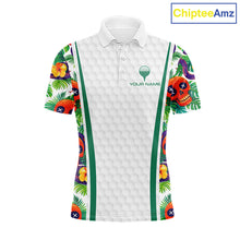 Load image into Gallery viewer, Funny Golf Skull Tropical Pattern Golf Polo Shirt Custom Name Golf Shirts For Mens NBT519