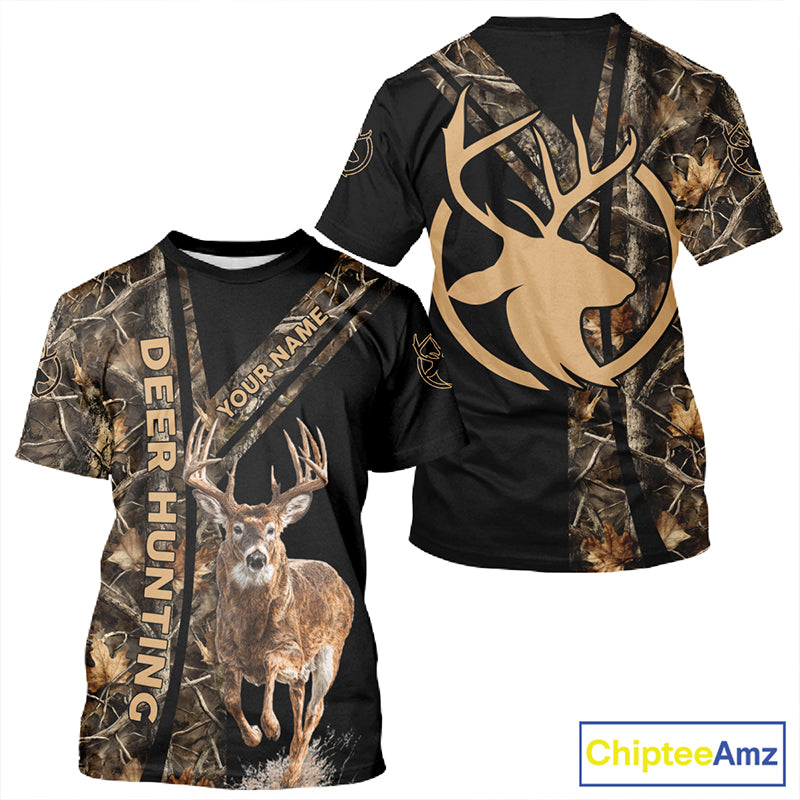 Personalized Whitetail Deer Hunting 3D All Over Printed Hoodie Brown Camouflage NBT250