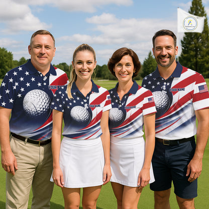 America 250th Anniversary Mens Golf Polo Shirt Custom Name Patriotic USA Golf Shirts, Golf Gift NBT790