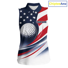 Load image into Gallery viewer, America 250Th Anniversary Womens Sleeveless Golf Polo Shirt Custom Name Patriotic USA Golf Shirts, Golf Gift NBT790