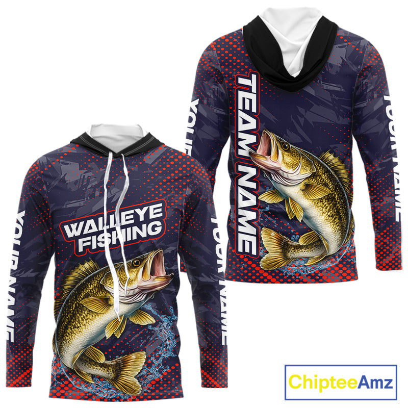 Personalized Walleye Fishing Shirts with Hood Purple Camo, Walleye Fishing Tounament Shirts NBT443