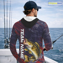 Load image into Gallery viewer, Personalized Walleye Fishing Shirts with Hood Purple Camo, Walleye Fishing Tounament Shirts NBT443