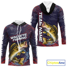 Load image into Gallery viewer, Personalized Walleye Fishing Shirts with Hood Purple Camo, Walleye Fishing Tounament Shirts NBT443