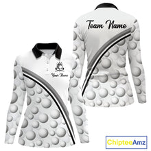Load image into Gallery viewer, Golf Ball Gray Pattern Womens Golf Polo Shirts Custom Name Golf Ball Pattern, Golf Attire For Ladies NBT561