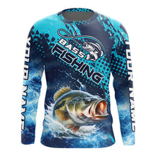 Load image into Gallery viewer, Thunder Lightning Bass Fishing Tournament Shirts Blue Camo, Custom Bass Fishing Shirts For Men NBT448