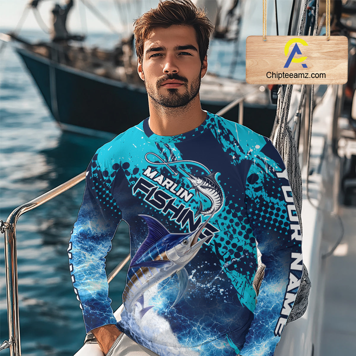 Thunder Lightning Marlin Performance Fishing Shirts, Marlin Offshore Fishing Shirts NBT452