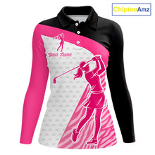 Load image into Gallery viewer, Pink Zebra Pattern Womens Golf Polo Shirts Custom Name Gift For Golf Lovers NBT580