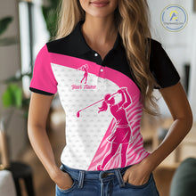 Load image into Gallery viewer, Pink Zebra Pattern Womens Golf Polo Shirts Custom Name Gift For Golf Lovers NBT580