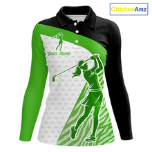 Load image into Gallery viewer, Green Zebra Pattern Womens Golf Polo Shirts Custom Name Gift For Golf Lovers NBT581