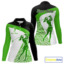 Load image into Gallery viewer, Green Zebra Pattern Womens Golf Polo Shirts Custom Name Gift For Golf Lovers NBT581