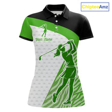 Load image into Gallery viewer, Green Zebra Pattern Womens Golf Polo Shirts Custom Name Gift For Golf Lovers NBT581