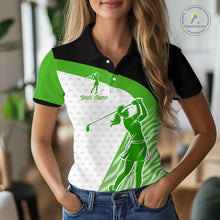 Load image into Gallery viewer, Green Zebra Pattern Womens Golf Polo Shirts Custom Name Gift For Golf Lovers NBT581